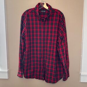 Chaps Red/Black Tartan Plaid Casual Button Down Shirt Size XL